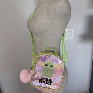 Star Wars Pink and Green Grogu Shoulder Bag With Pom Pom